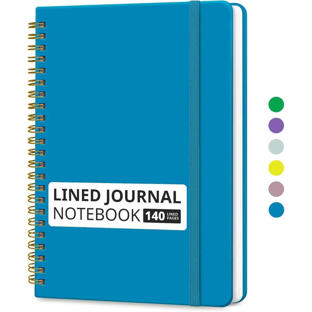 image:imageTaja Lined Spiral Journal Notebook for Women amp Men 140 Pages College Ruled Hardcover Notebook for Work amp Note Taking Journals for Writing A557 x 79 GreenIAzure Blue