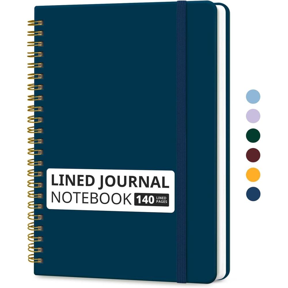 image:imageTaja Lined Spiral Journal Notebook for Women amp Men 140 Pages College Ruled Hardcover Notebook for Work amp Note Taking Journals for Writing A557 x 79 GreenFNavy