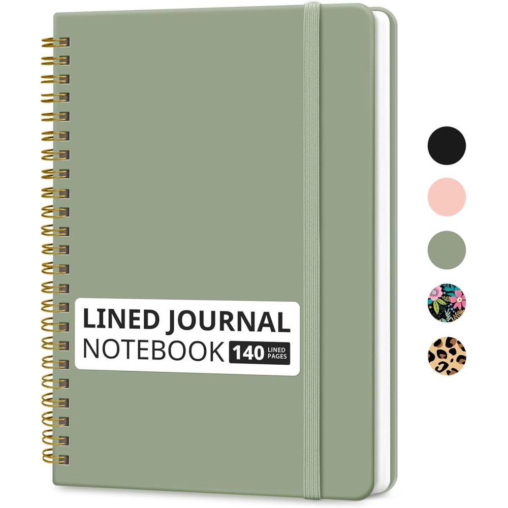 image:imageTaja Lined Spiral Journal Notebook for Women amp Men 140 Pages College Ruled Hardcover Notebook for Work amp Note Taking Journals for Writing A557 x 79 GreenAGreen