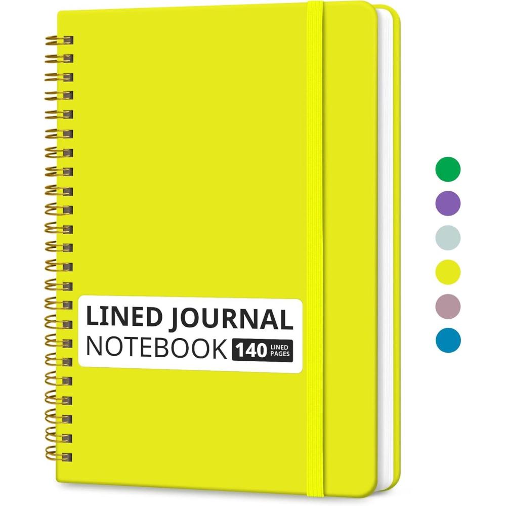 image:imageTaja Lined Spiral Journal Notebook for Women amp Men 140 Pages College Ruled Hardcover Notebook for Work amp Note Taking Journals for Writing A557 x 79 GreenPLemon Yellow