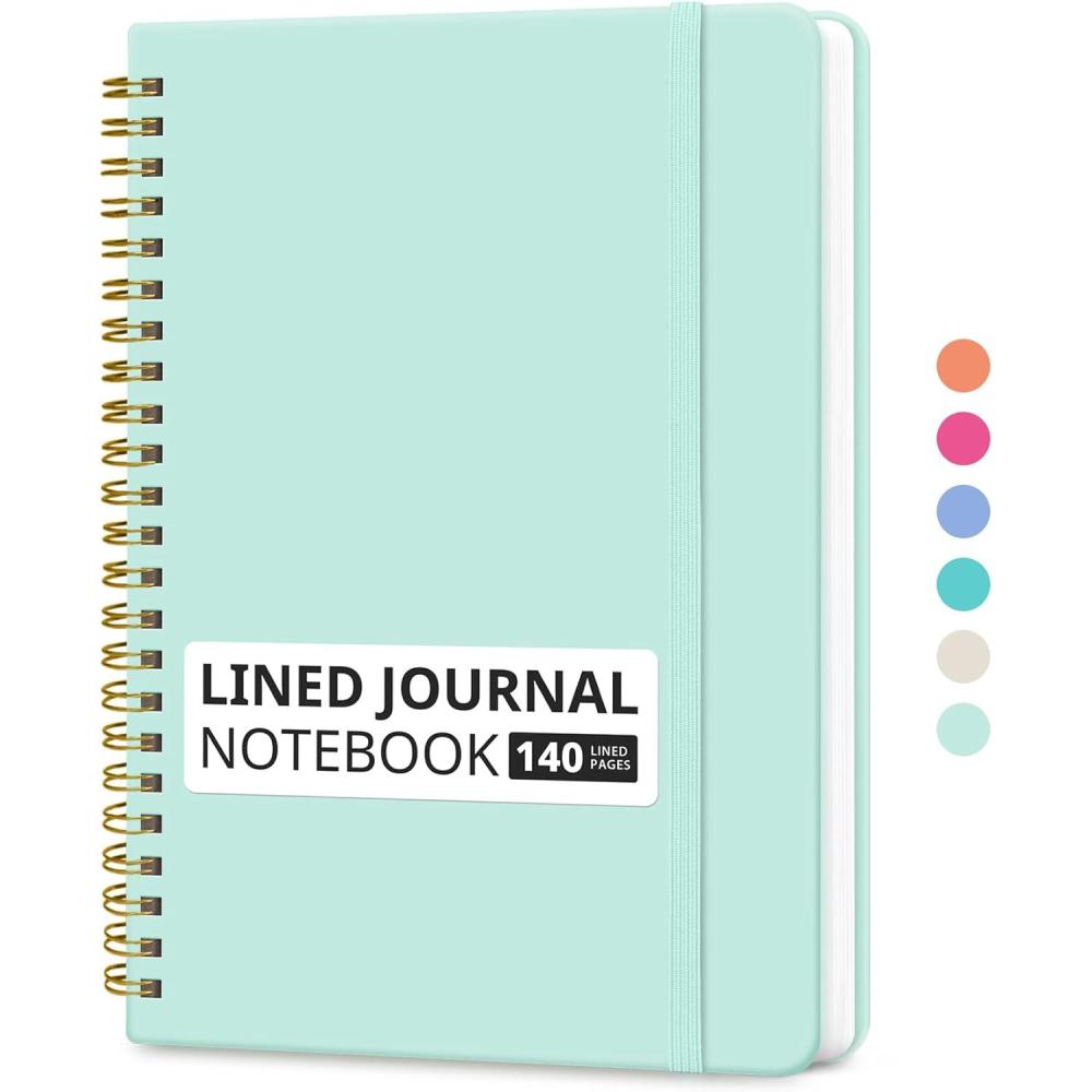 image:imageTaja Lined Spiral Journal Notebook for Women amp Men 140 Pages College Ruled Hardcover Notebook for Work amp Note Taking Journals for Writing A557 x 79 GreenJSage Green