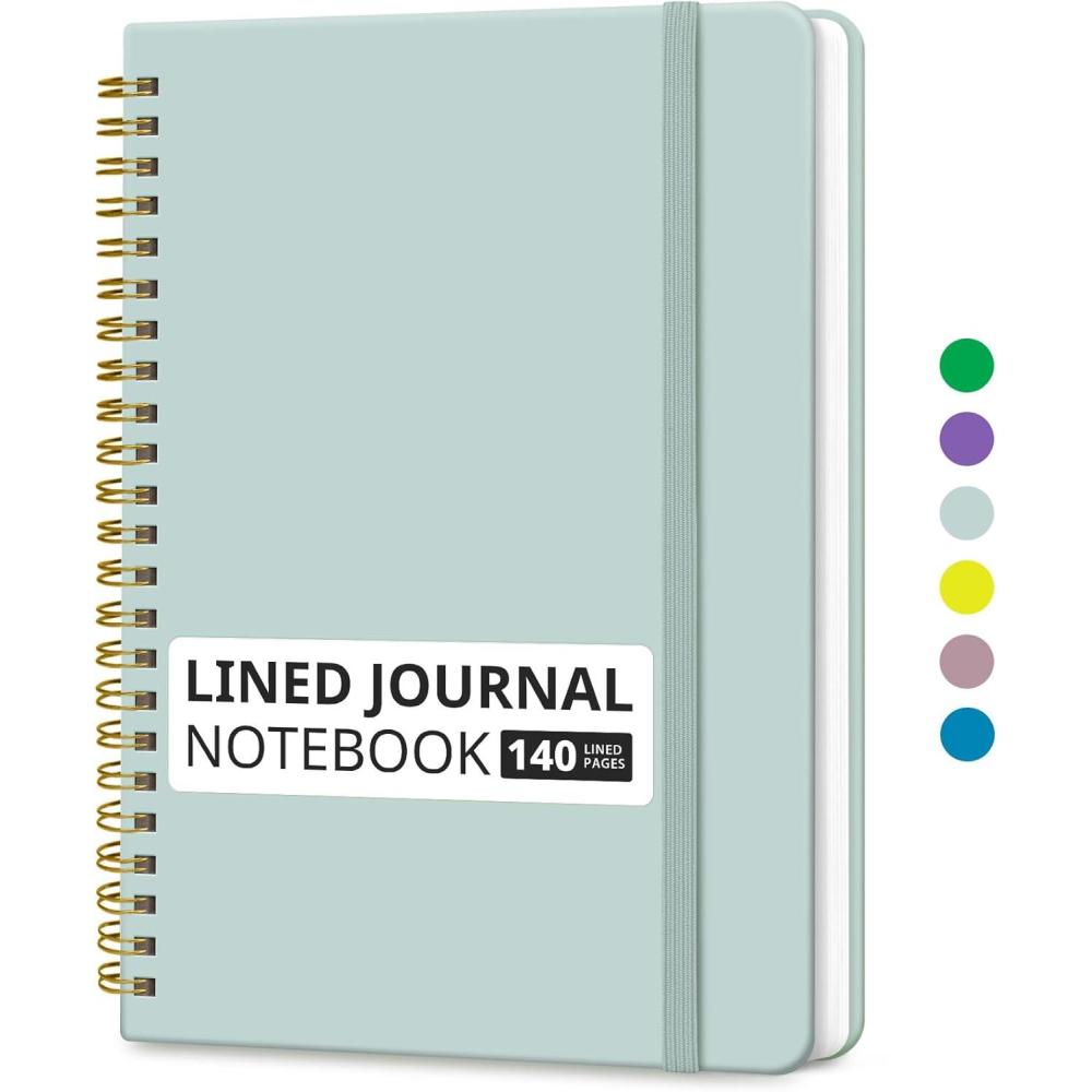 image:imageTaja Lined Spiral Journal Notebook for Women amp Men 140 Pages College Ruled Hardcover Notebook for Work amp Note Taking Journals for Writing A557 x 79 GreenRDusty Blue