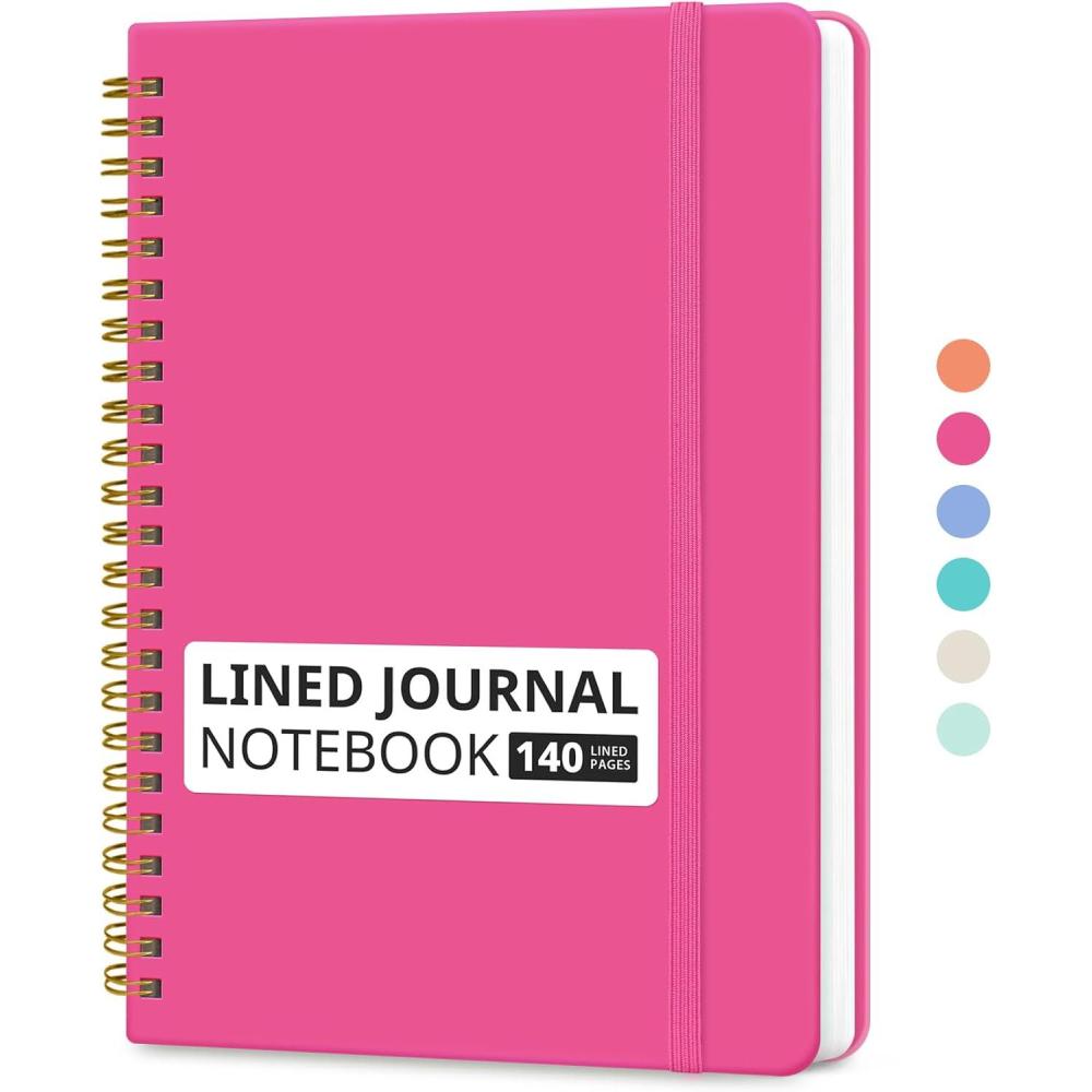 image:imageTaja Lined Spiral Journal Notebook for Women amp Men 140 Pages College Ruled Hardcover Notebook for Work amp Note Taking Journals for Writing A557 x 79 GreenZBerry Pink