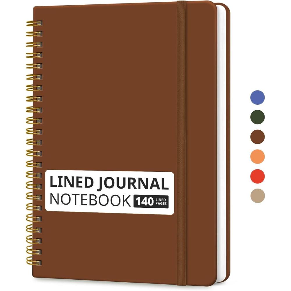 image:imageTaja Lined Spiral Journal Notebook for Women amp Men 140 Pages College Ruled Hardcover Notebook for Work amp Note Taking Journals for Writing A557 x 79 GreenGRust Brown
