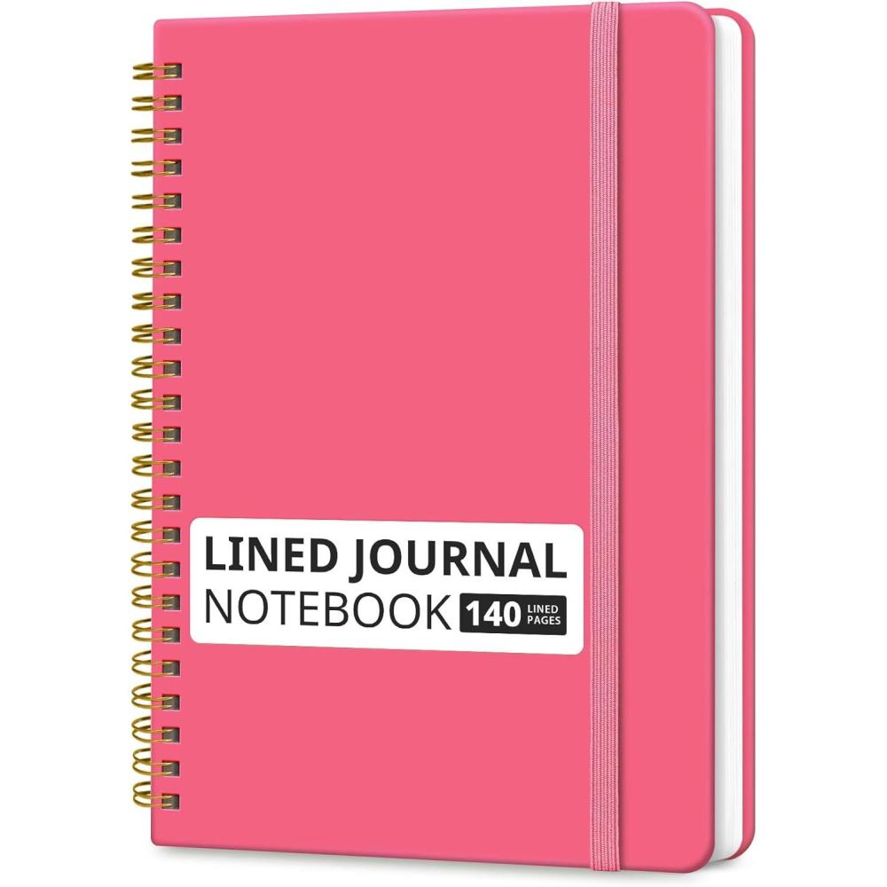 image:imageTaja Lined Spiral Journal Notebook for Women amp Men 140 Pages College Ruled Hardcover Notebook for Work amp Note Taking Journals for Writing A557 x 79 GreenLPeach Pink