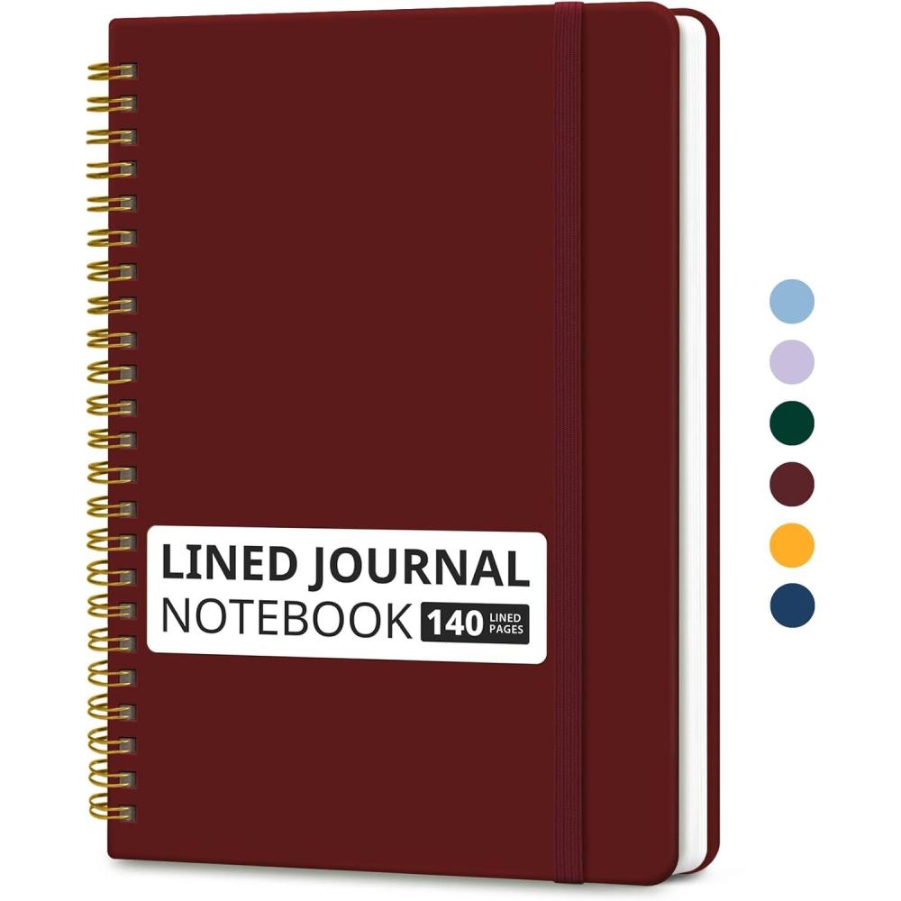 image:imageTaja Lined Spiral Journal Notebook for Women amp Men 140 Pages College Ruled Hardcover Notebook for Work amp Note Taking Journals for Writing A557 x 79 GreenGBurgundy
