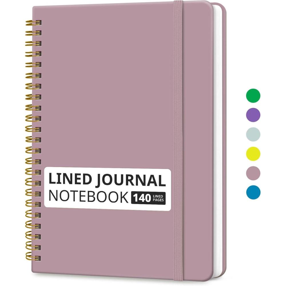 image:imageTaja Lined Spiral Journal Notebook for Women amp Men 140 Pages College Ruled Hardcover Notebook for Work amp Note Taking Journals for Writing A557 x 79 GreenKBoho Purple