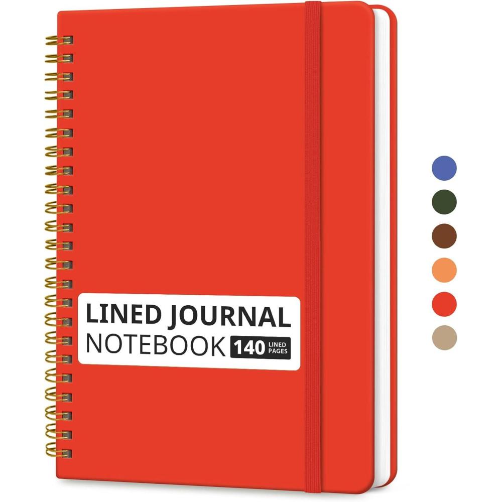 image:imageTaja Lined Spiral Journal Notebook for Women amp Men 140 Pages College Ruled Hardcover Notebook for Work amp Note Taking Journals for Writing A557 x 79 GreenRTomato Red