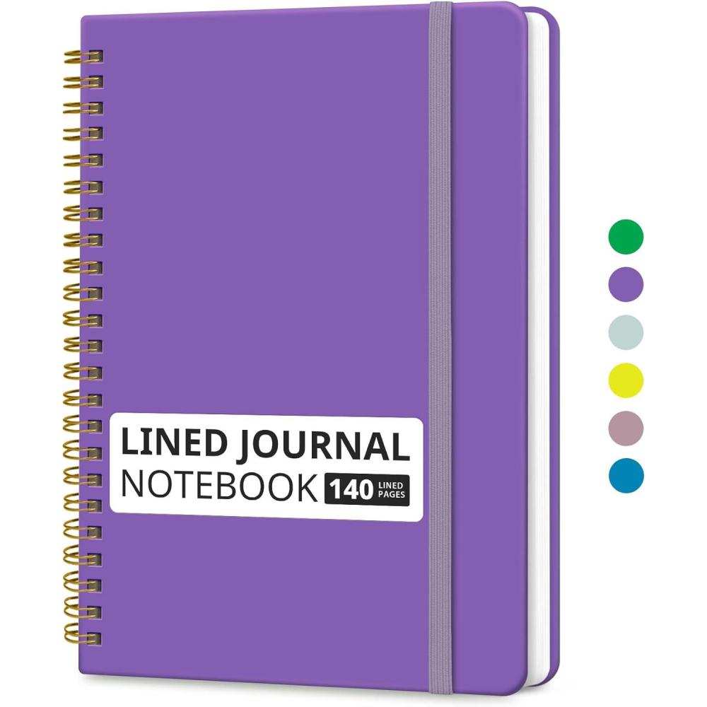 image:imageTaja Lined Spiral Journal Notebook for Women amp Men 140 Pages College Ruled Hardcover Notebook for Work amp Note Taking Journals for Writing A557 x 79 GreenQPeriwinkle Purple