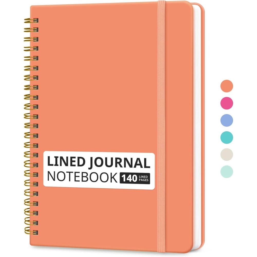 image:imageTaja Lined Spiral Journal Notebook for Women amp Men 140 Pages College Ruled Hardcover Notebook for Work amp Note Taking Journals for Writing A557 x 79 GreenGCoral