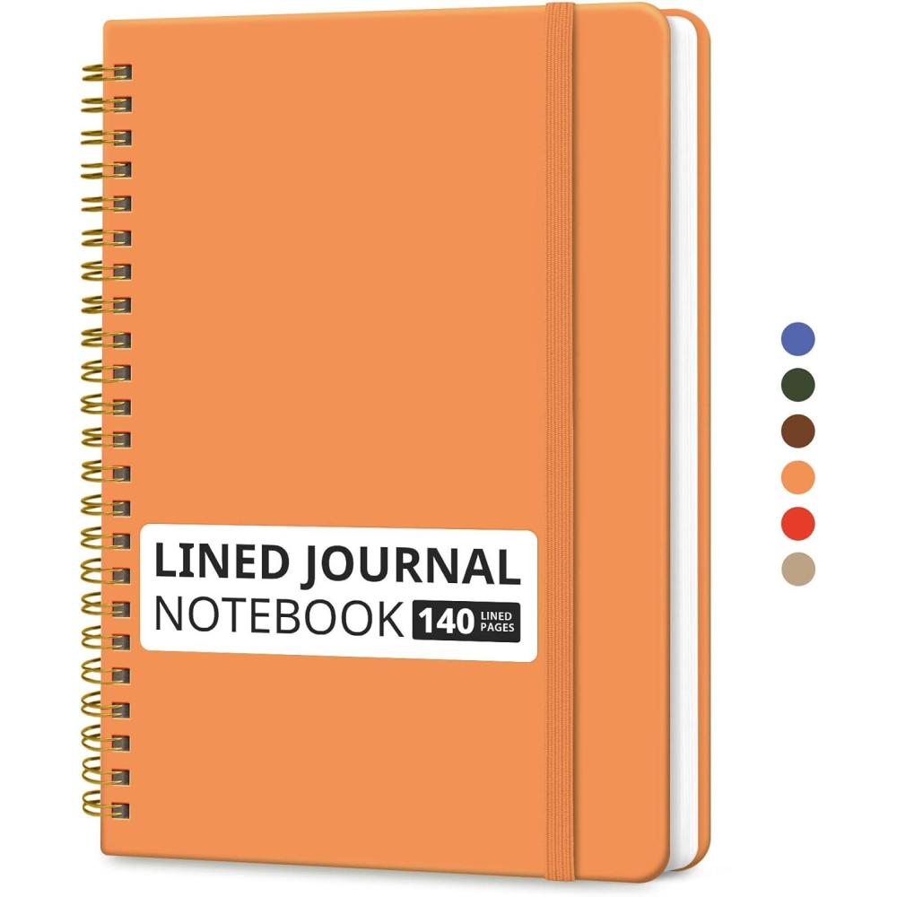 image:imageTaja Lined Spiral Journal Notebook for Women amp Men 140 Pages College Ruled Hardcover Notebook for Work amp Note Taking Journals for Writing A557 x 79 GreenPBright Orange