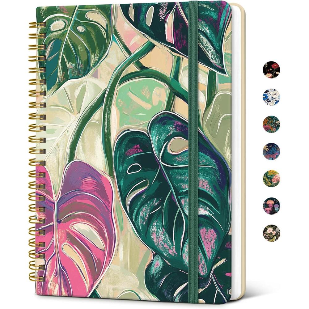 image:imageTaja Lined Spiral Notebook Journal for Women A558 83 Cute Hardcover Notebook for Work School amp Note Taking Pretty College Ruled Journal for Writing 140 Pages JellyfishTMonstera
