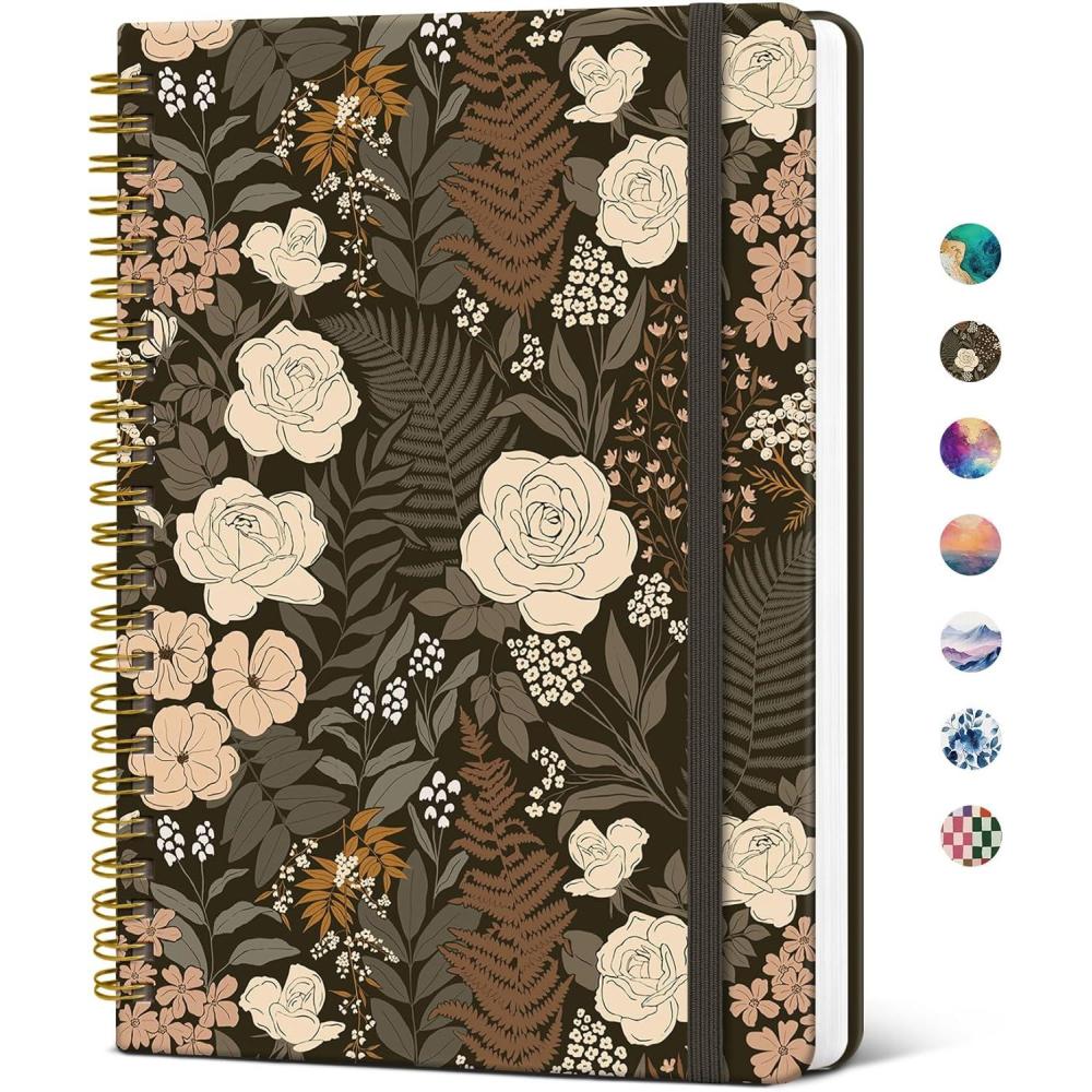 image:imageTaja Lined Spiral Notebook Journal for Women A558 83 Cute Hardcover Notebook for Work School amp Note Taking Pretty College Ruled Journal for Writing 140 Pages JellyfishDWild Rose