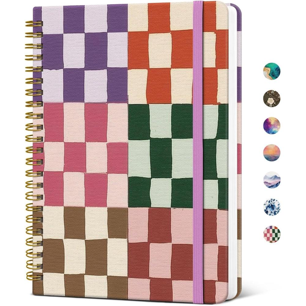 image:imageTaja Lined Spiral Notebook Journal for Women A558 83 Cute Hardcover Notebook for Work School amp Note Taking Pretty College Ruled Journal for Writing 140 Pages JellyfishCCheckered