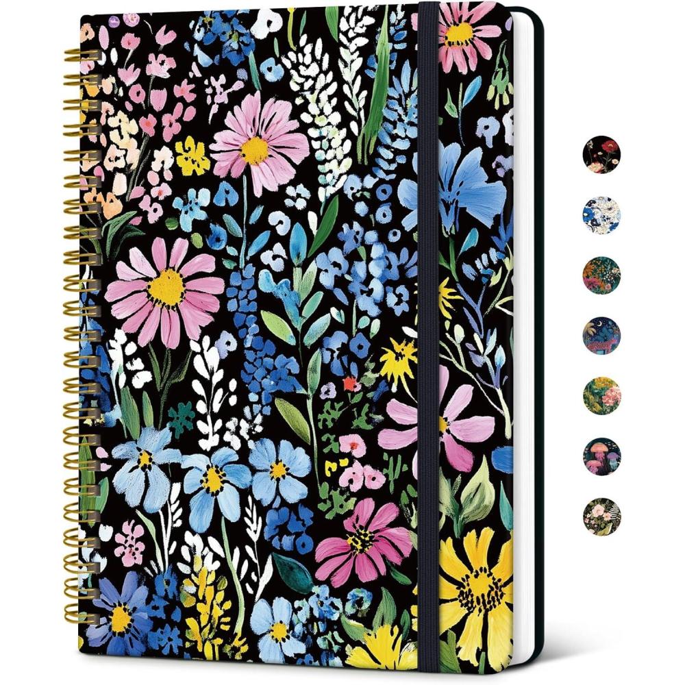 image:imageTaja Lined Spiral Notebook Journal for Women A558 83 Cute Hardcover Notebook for Work School amp Note Taking Pretty College Ruled Journal for Writing 140 Pages JellyfishUPainted Garden