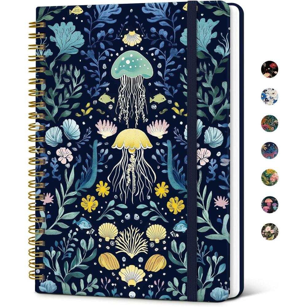 image:imageTaja Lined Spiral Notebook Journal for Women A558 83 Cute Hardcover Notebook for Work School amp Note Taking Pretty College Ruled Journal for Writing 140 Pages JellyfishYJellyfish Drift