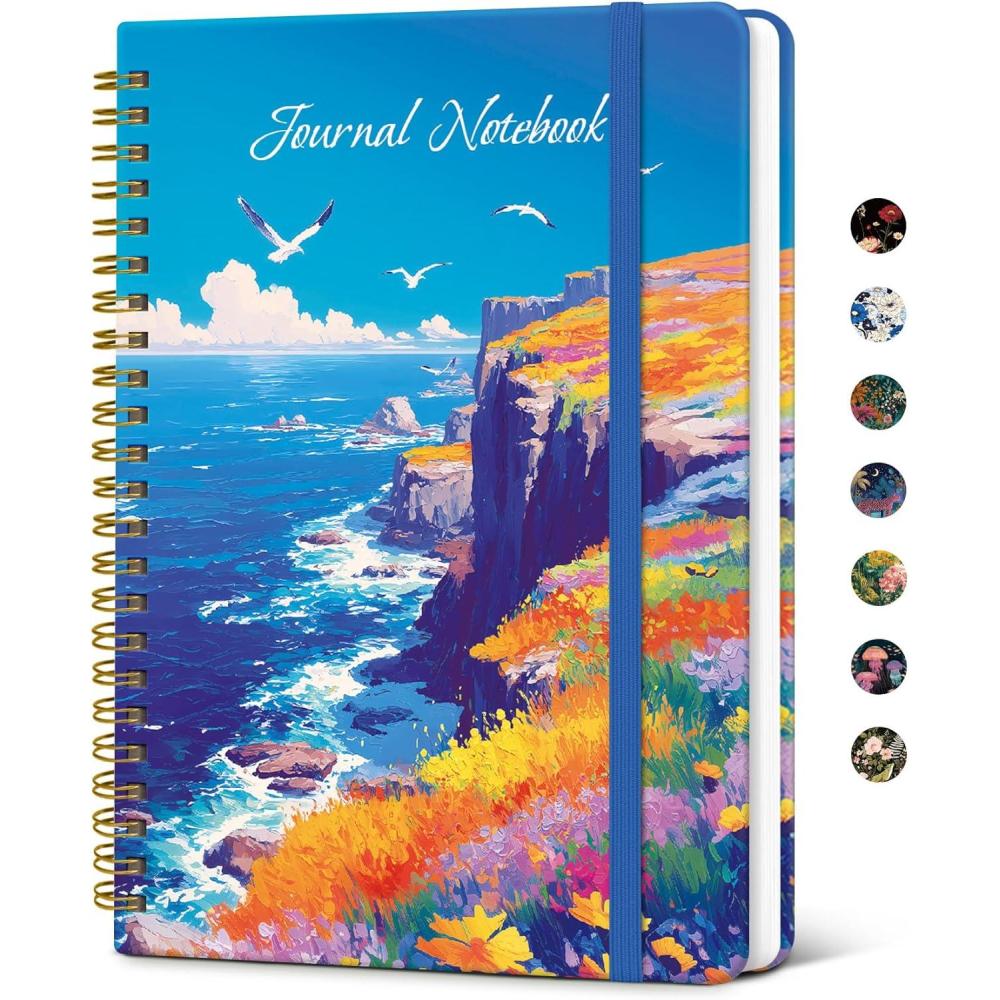 image:imageTaja Lined Spiral Notebook Journal for Women A558 83 Cute Hardcover Notebook for Work School amp Note Taking Pretty College Ruled Journal for Writing 140 Pages JellyfishZCliffside Bloom