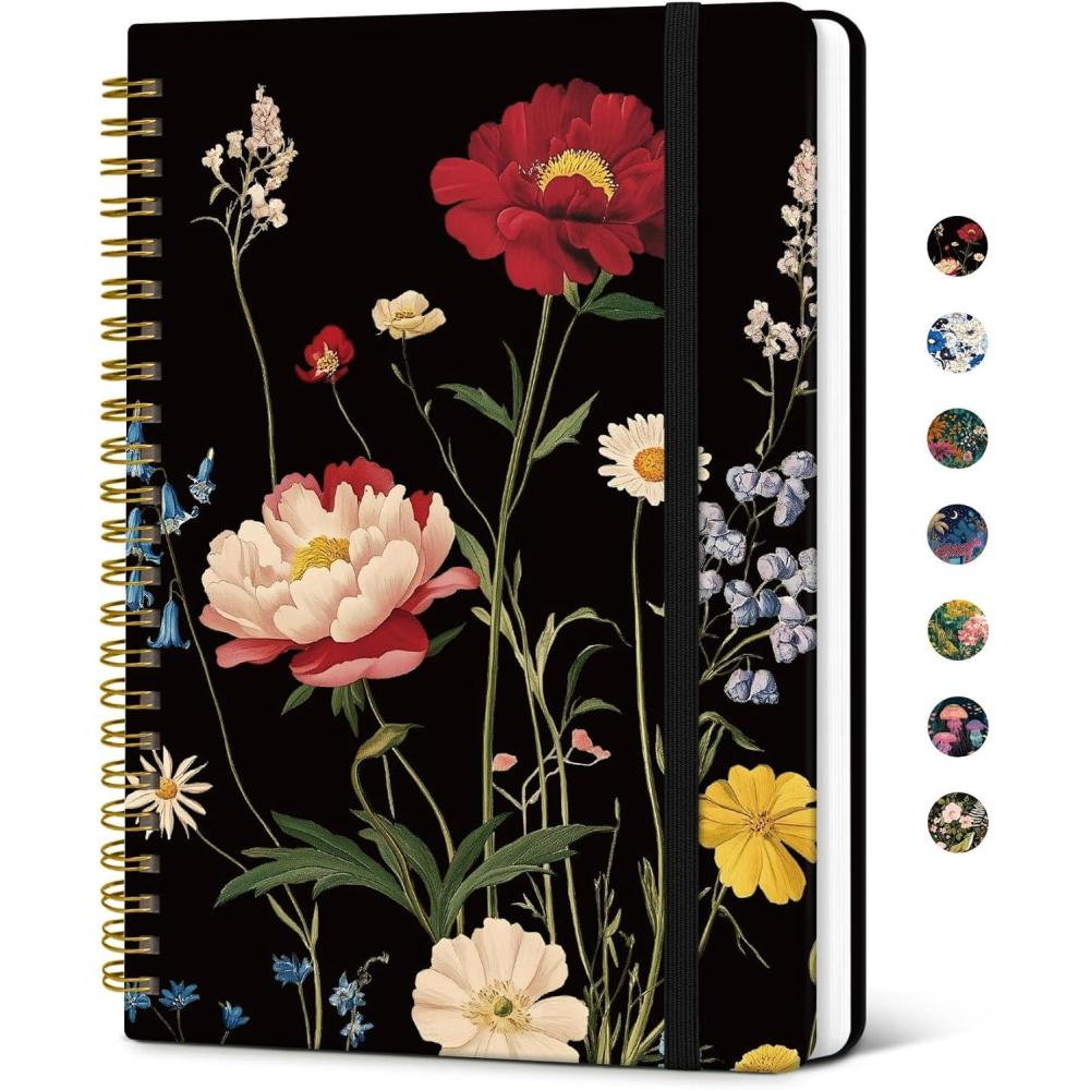 image:imageTaja Lined Spiral Notebook Journal for Women A558 83 Cute Hardcover Notebook for Work School amp Note Taking Pretty College Ruled Journal for Writing 140 Pages JellyfishEPeony Bloom