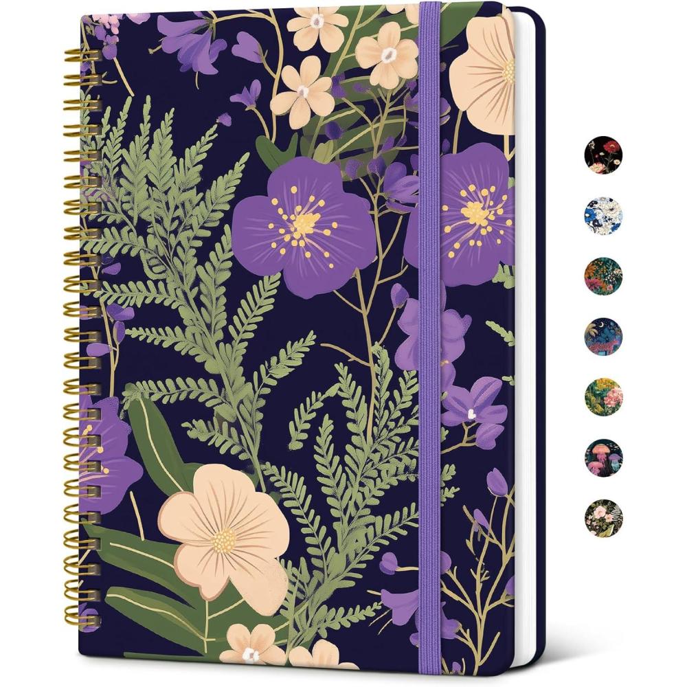 image:imageTaja Lined Spiral Notebook Journal for Women A558 83 Cute Hardcover Notebook for Work School amp Note Taking Pretty College Ruled Journal for Writing 140 Pages JellyfishIViolet