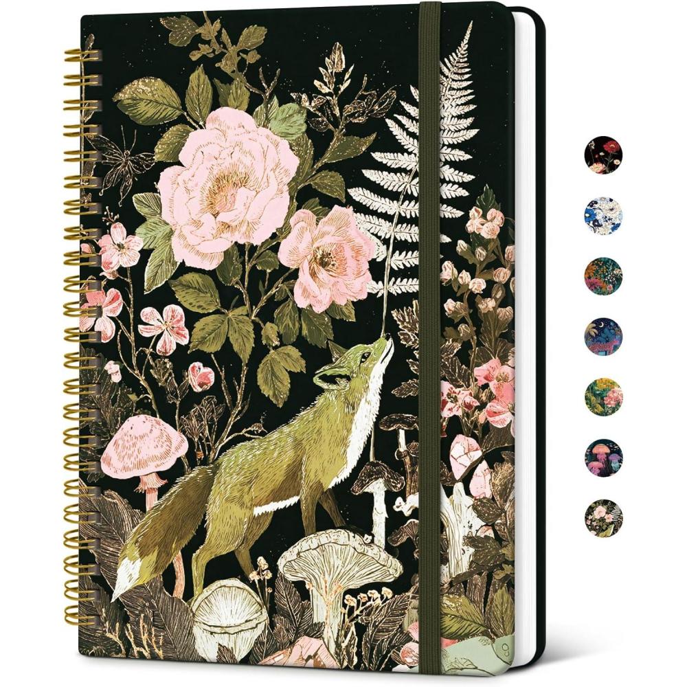 image:imageTaja Lined Spiral Notebook Journal for Women A558 83 Cute Hardcover Notebook for Work School amp Note Taking Pretty College Ruled Journal for Writing 140 Pages JellyfishQWildwood Fox