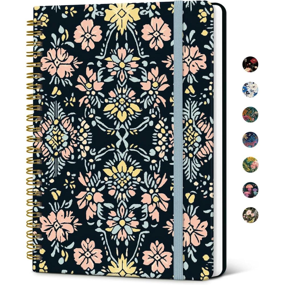 image:imageTaja Lined Spiral Notebook Journal for Women A558 83 Cute Hardcover Notebook for Work School amp Note Taking Pretty College Ruled Journal for Writing 140 Pages JellyfishZOrnate Bloom