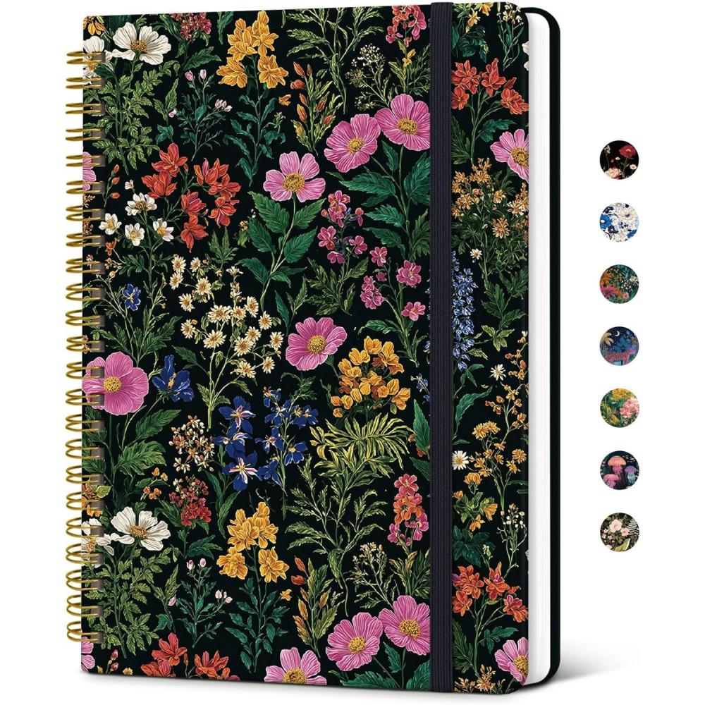 image:imageTaja Lined Spiral Notebook Journal for Women A558 83 Cute Hardcover Notebook for Work School amp Note Taking Pretty College Ruled Journal for Writing 140 Pages JellyfishHAbundant Floral