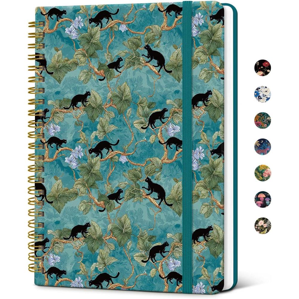 image:imageTaja Lined Spiral Notebook Journal for Women A558 83 Cute Hardcover Notebook for Work School amp Note Taking Pretty College Ruled Journal for Writing 140 Pages JellyfishWCats in Vine
