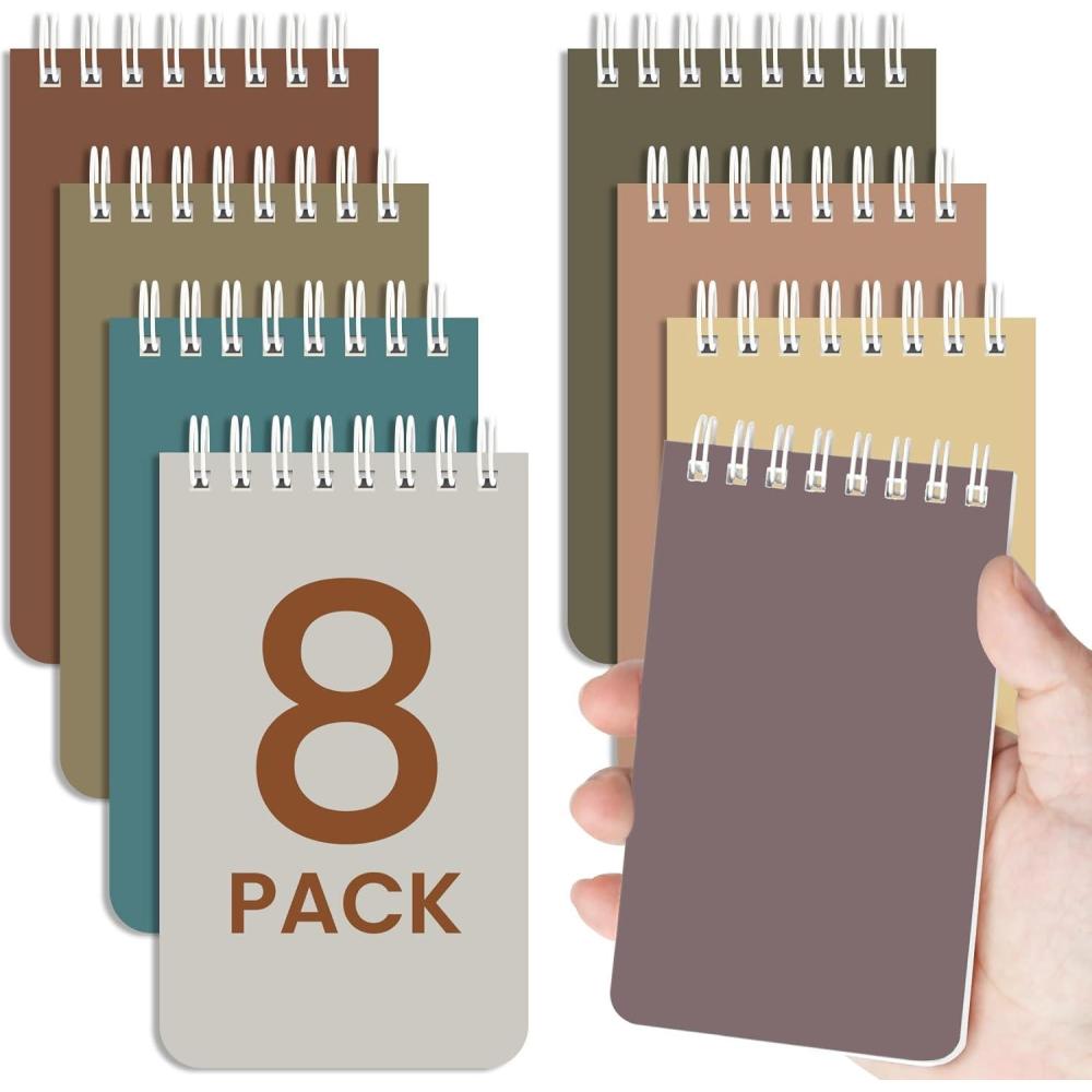 image:imageTaja Pocket Small Notebook 3 x 5 Set of 8 Mini Little Spiral Notebook Nursing Notepad Perfect for Work School Office Nurse Travel NeutralBNeutral
