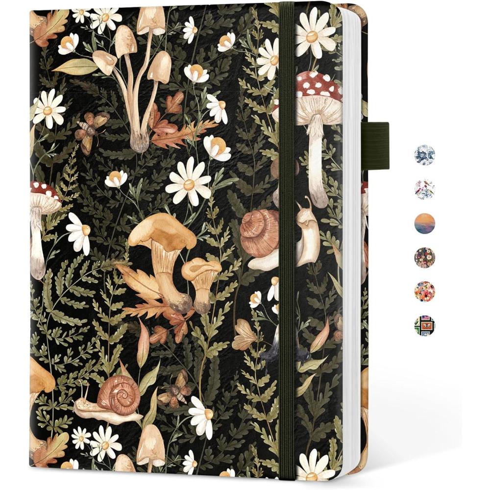 image:imageTaja Pretty Lined Journal for Women Aesthetic Cute Hardcover Leather Journal for Writing A5 College Ruled Notebook for Work amp Note Taking Perfect for Office School Home 160 Pages Meadow FlowersNMushroom
