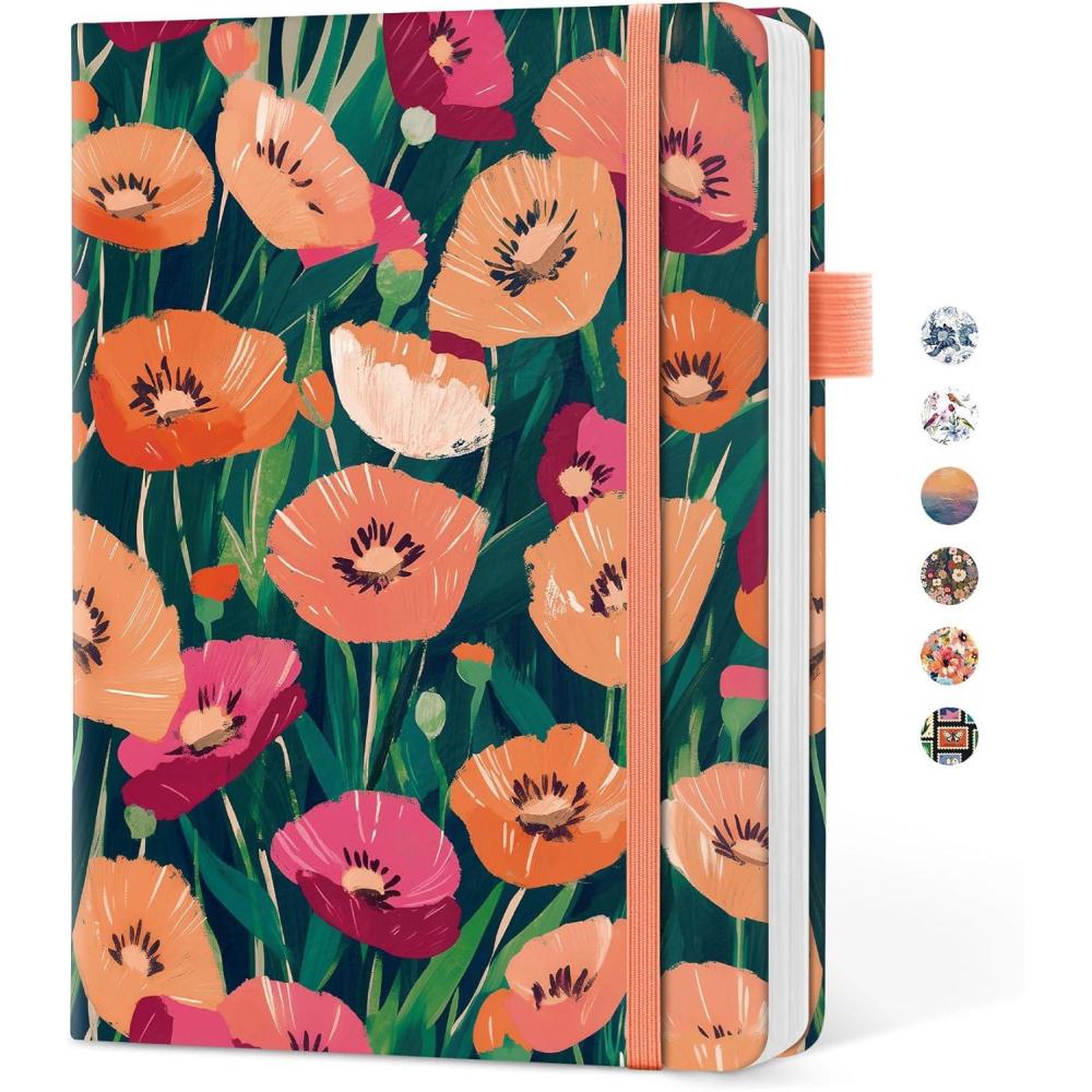 image:imageTaja Pretty Lined Journal for Women Aesthetic Cute Hardcover Leather Journal for Writing A5 College Ruled Notebook for Work amp Note Taking Perfect for Office School Home 160 Pages Meadow FlowersHGolden Blush