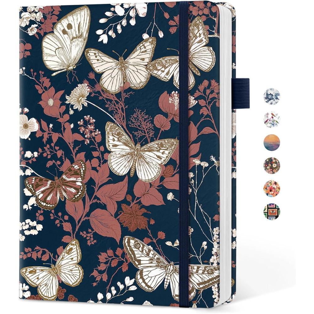 image:imageTaja Pretty Lined Journal for Women Aesthetic Cute Hardcover Leather Journal for Writing A5 College Ruled Notebook for Work amp Note Taking Perfect for Office School Home 160 Pages Meadow FlowersCGolden Flutter