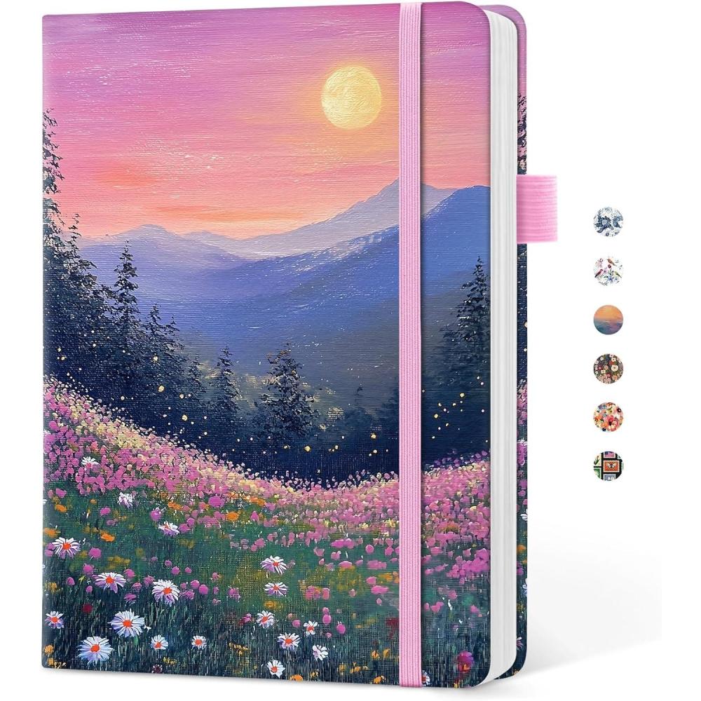 image:imageTaja Pretty Lined Journal for Women Aesthetic Cute Hardcover Leather Journal for Writing A5 College Ruled Notebook for Work amp Note Taking Perfect for Office School Home 160 Pages Meadow FlowersUTwilight Bloom