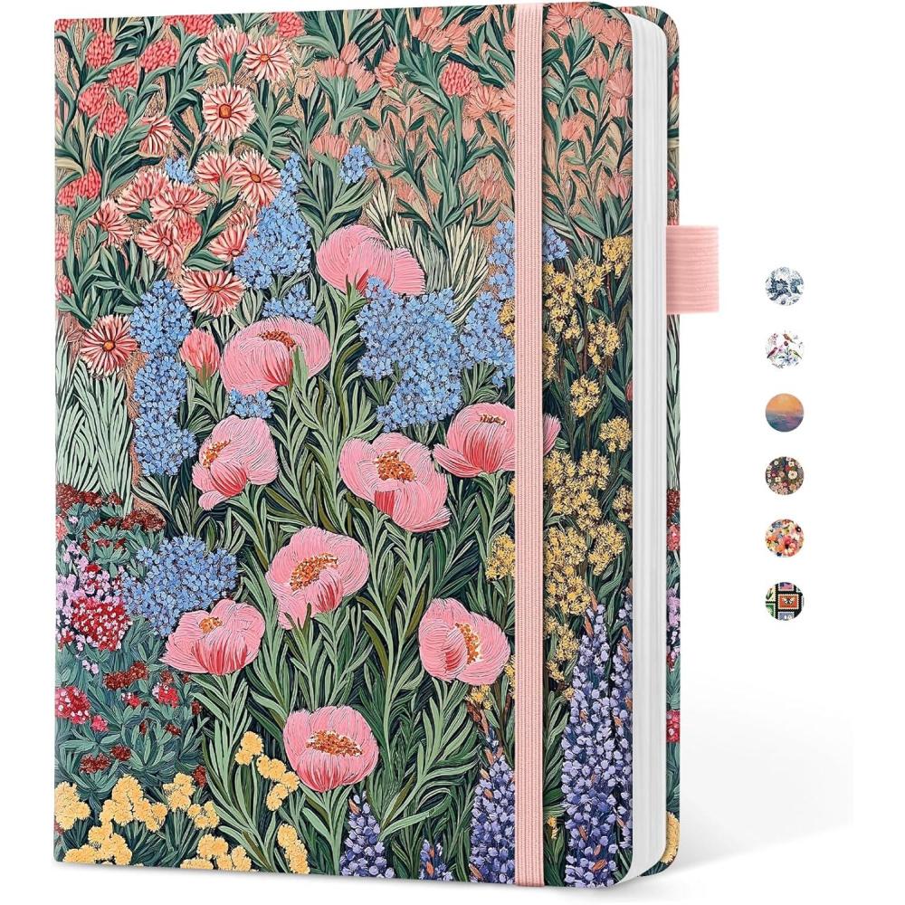 image:imageTaja Pretty Lined Journal for Women Aesthetic Cute Hardcover Leather Journal for Writing A5 College Ruled Notebook for Work amp Note Taking Perfect for Office School Home 160 Pages Meadow FlowersJBlooming Symphony