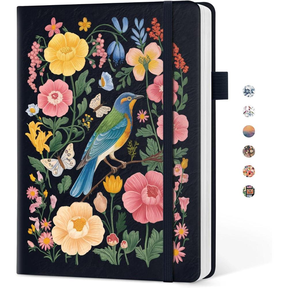 image:imageTaja Pretty Lined Journal for Women Aesthetic Cute Hardcover Leather Journal for Writing A5 College Ruled Notebook for Work amp Note Taking Perfect for Office School Home 160 Pages Meadow FlowersMGarden Bird