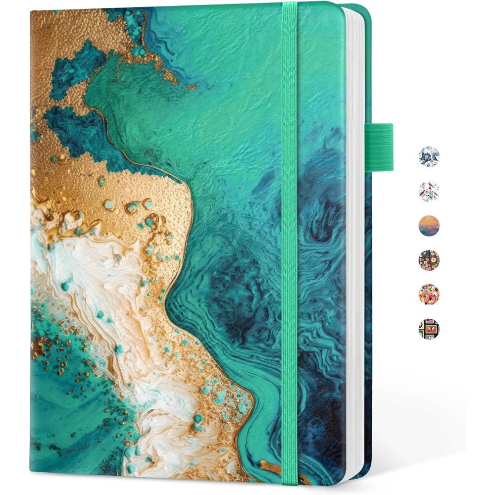 image:imageTaja Pretty Lined Journal for Women Aesthetic Cute Hardcover Leather Journal for Writing A5 College Ruled Notebook for Work amp Note Taking Perfect for Office School Home 160 Pages Meadow FlowersREmerald Shores