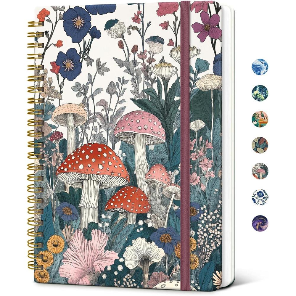 image:imageTaja Spiral Journal Notebook for Women Pretty Hardcover Lined Notebook for Work amp Note Taking Aesthetic Cute Journal for Writing 140 Pages 58x83 Petal ArrayOVivid Mushroom