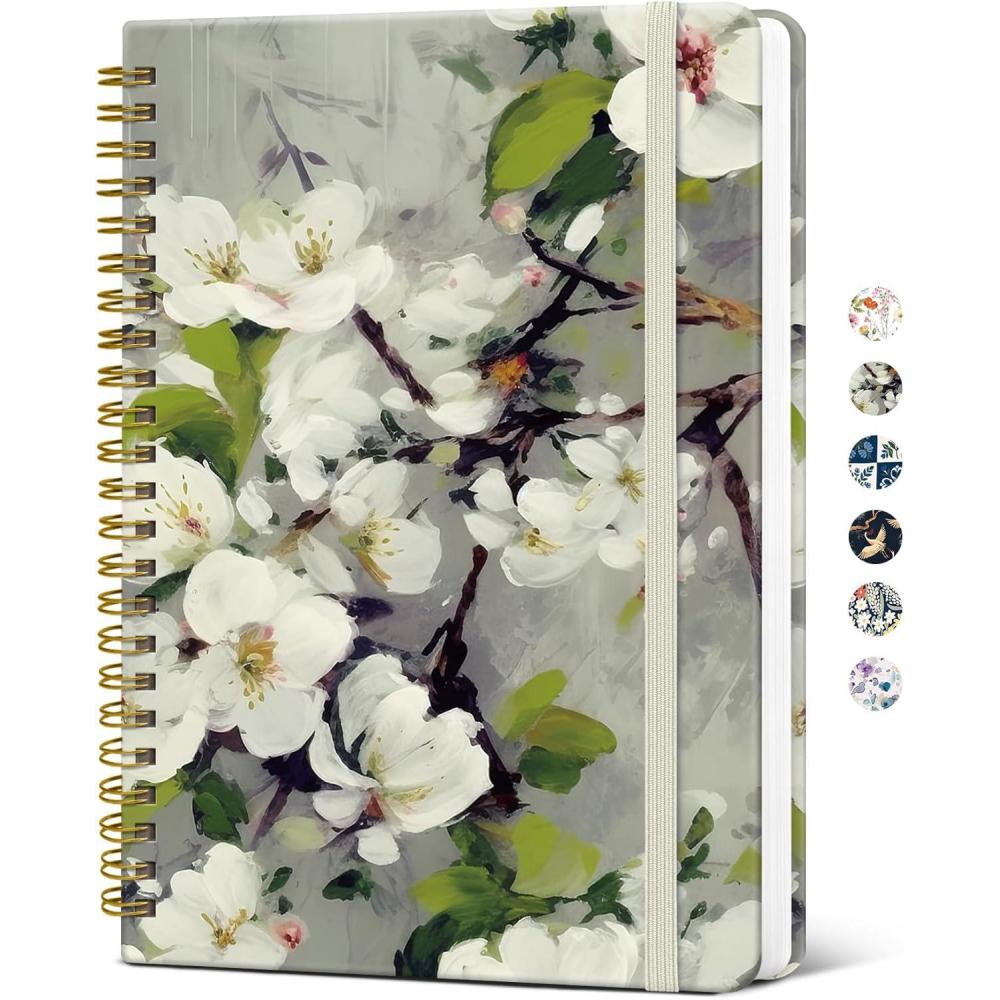 image:imageTaja Spiral Journal Notebook for Women Pretty Hardcover Lined Notebook for Work amp Note Taking Aesthetic Cute Journal for Writing 140 Pages 58x83 Petal ArrayJWhite Blossom