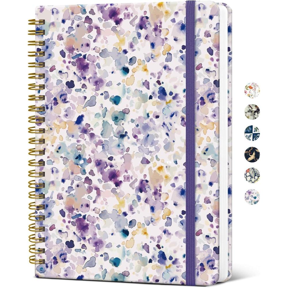 image:imageTaja Spiral Journal Notebook for Women Pretty Hardcover Lined Notebook for Work amp Note Taking Aesthetic Cute Journal for Writing 140 Pages 58x83 Petal ArrayKPurple Blocks