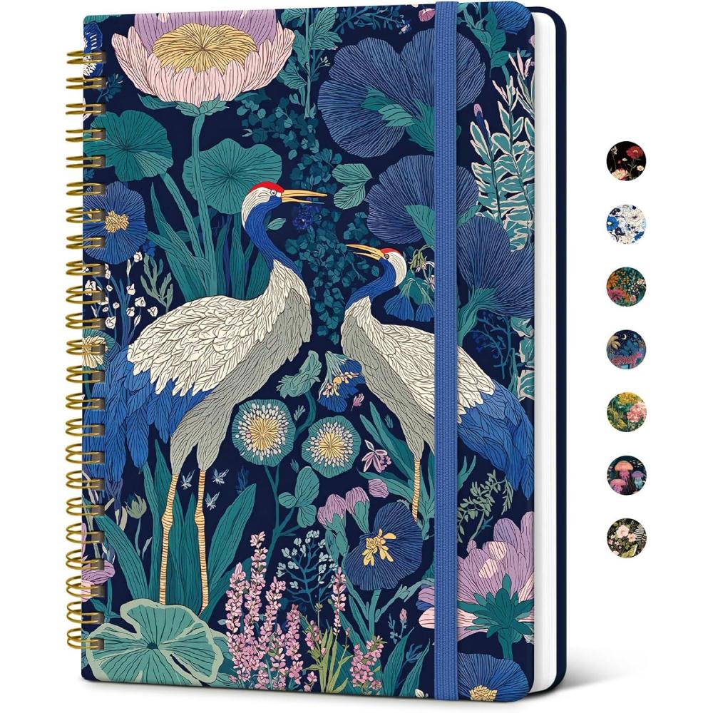 image:imageTaja Spiral Journal Notebook for Women Pretty Hardcover Lined Notebook for Work amp Note Taking Aesthetic Cute Journal for Writing 140 Pages 58x83 Petal ArrayRMidnight Cranes