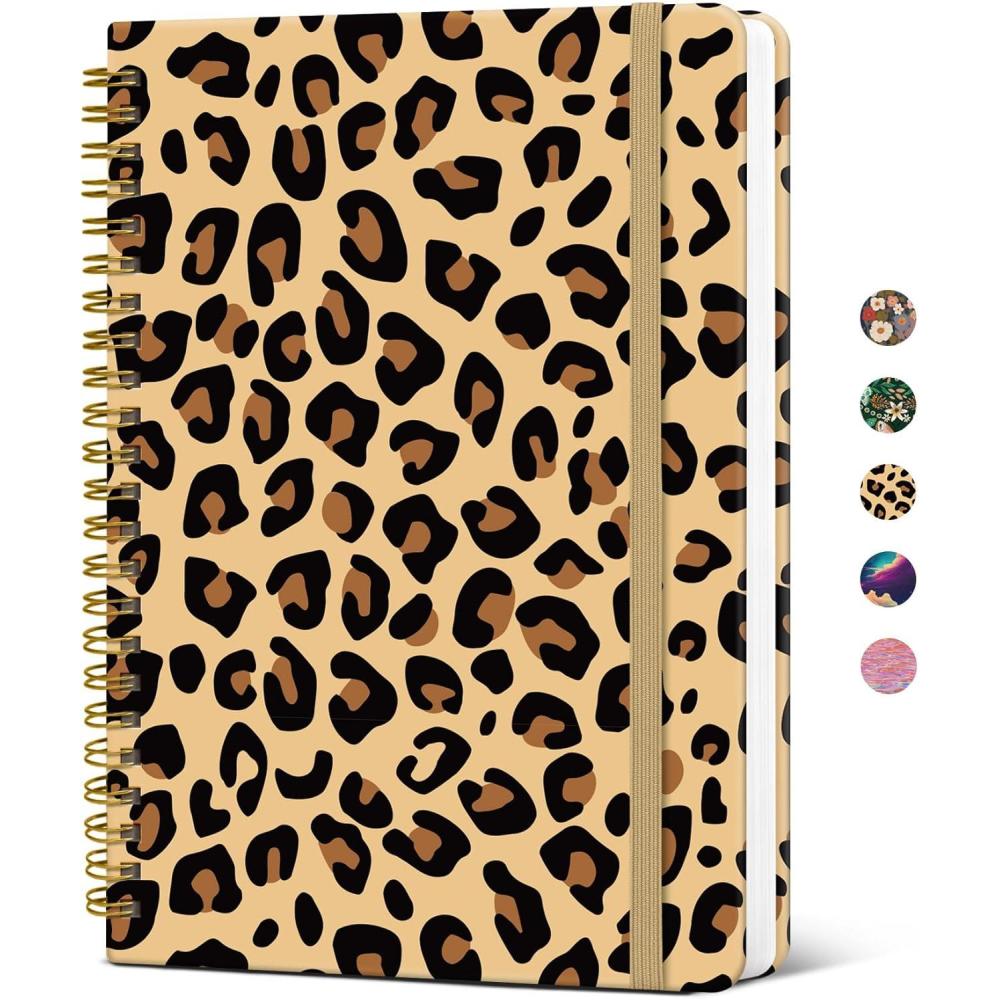 image:imageTaja Spiral Journal Notebook for Women Pretty Hardcover Lined Notebook for Work amp Note Taking Aesthetic Cute Journal for Writing 140 Pages 58x83 Petal ArrayNLeopard