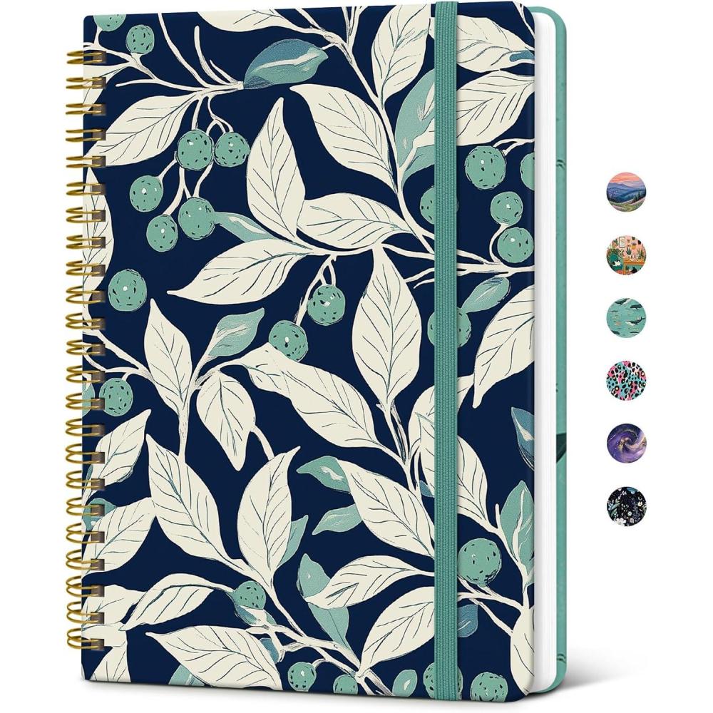 image:imageTaja Spiral Lined Journal for Women Notebook for Work with Pretty Cover 140 College Ruled Pages Hardcover Notebook for Journaling Note Taking Bible Study Color SplashDBotanic Berry