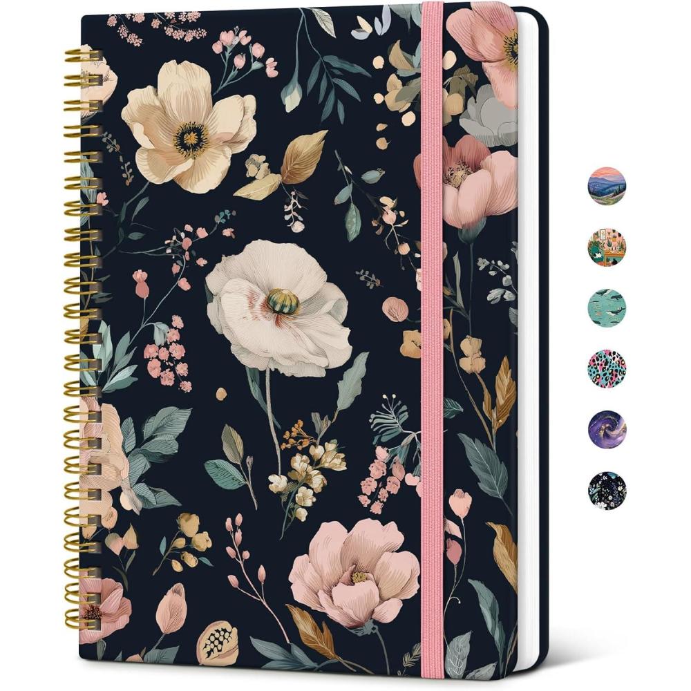image:imageTaja Spiral Lined Journal for Women Notebook for Work with Pretty Cover 140 College Ruled Pages Hardcover Notebook for Journaling Note Taking Bible Study Color SplashGEvening Petals