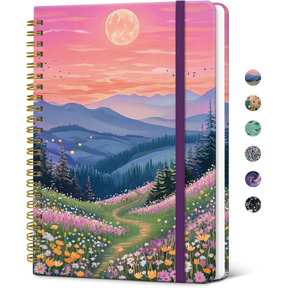 image:imageTaja Spiral Lined Journal for Women Notebook for Work with Pretty Cover 140 College Ruled Pages Hardcover Notebook for Journaling Note Taking Bible Study Color SplashRDreamscape Hills