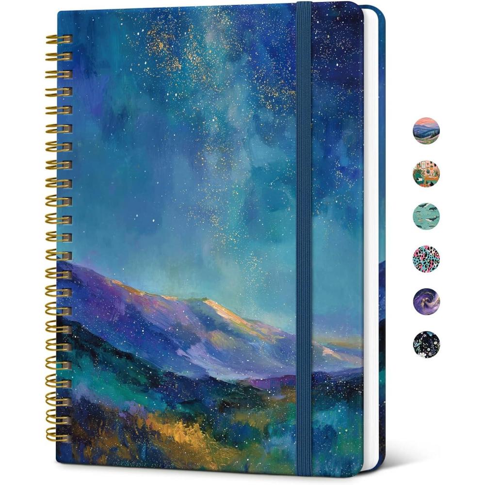 image:imageTaja Spiral Lined Journal for Women Notebook for Work with Pretty Cover 140 College Ruled Pages Hardcover Notebook for Journaling Note Taking Bible Study Color SplashQStarlit Peaks