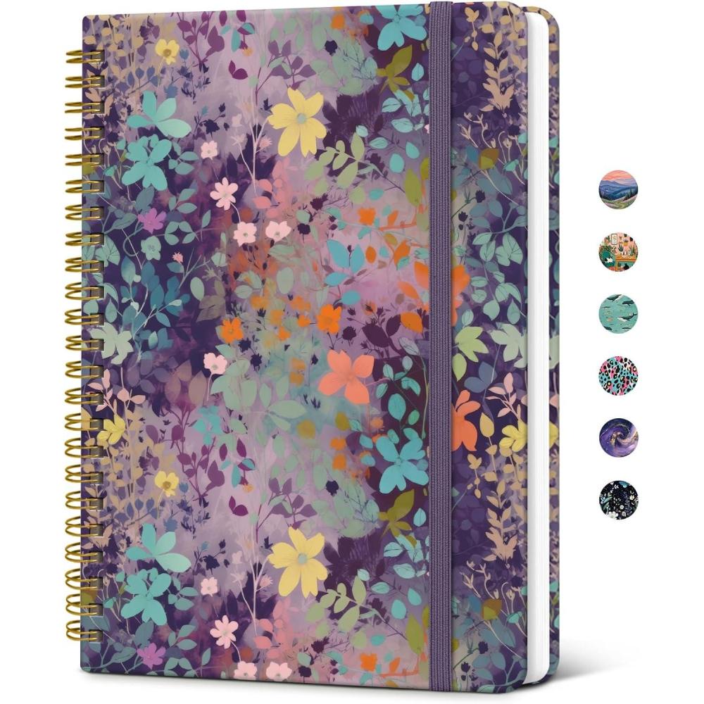 image:imageTaja Spiral Lined Journal for Women Notebook for Work with Pretty Cover 140 College Ruled Pages Hardcover Notebook for Journaling Note Taking Bible Study Color SplashOLavendar Floral
