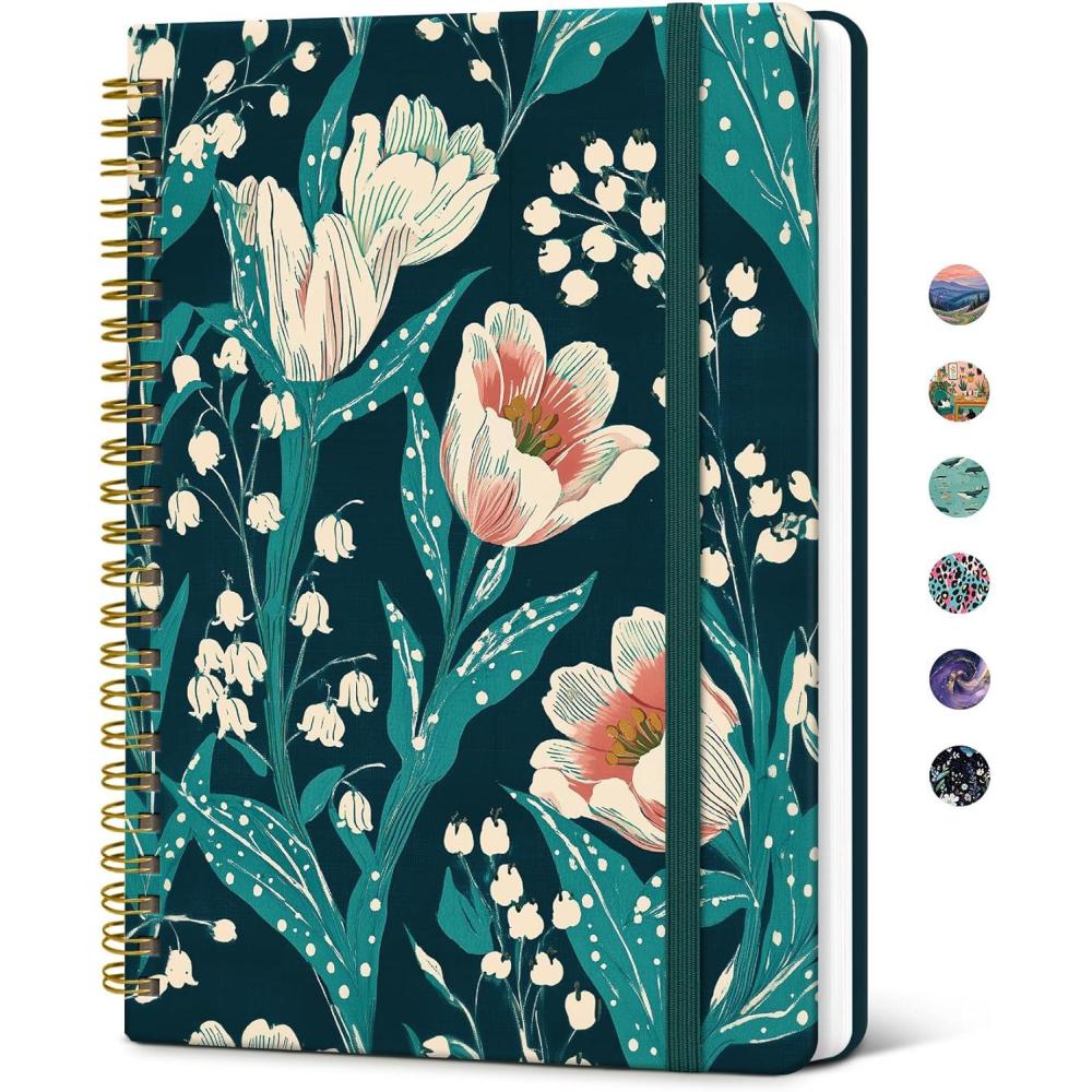 image:imageTaja Spiral Lined Journal for Women Notebook for Work with Pretty Cover 140 College Ruled Pages Hardcover Notebook for Journaling Note Taking Bible Study Color SplashBTulip Meadow