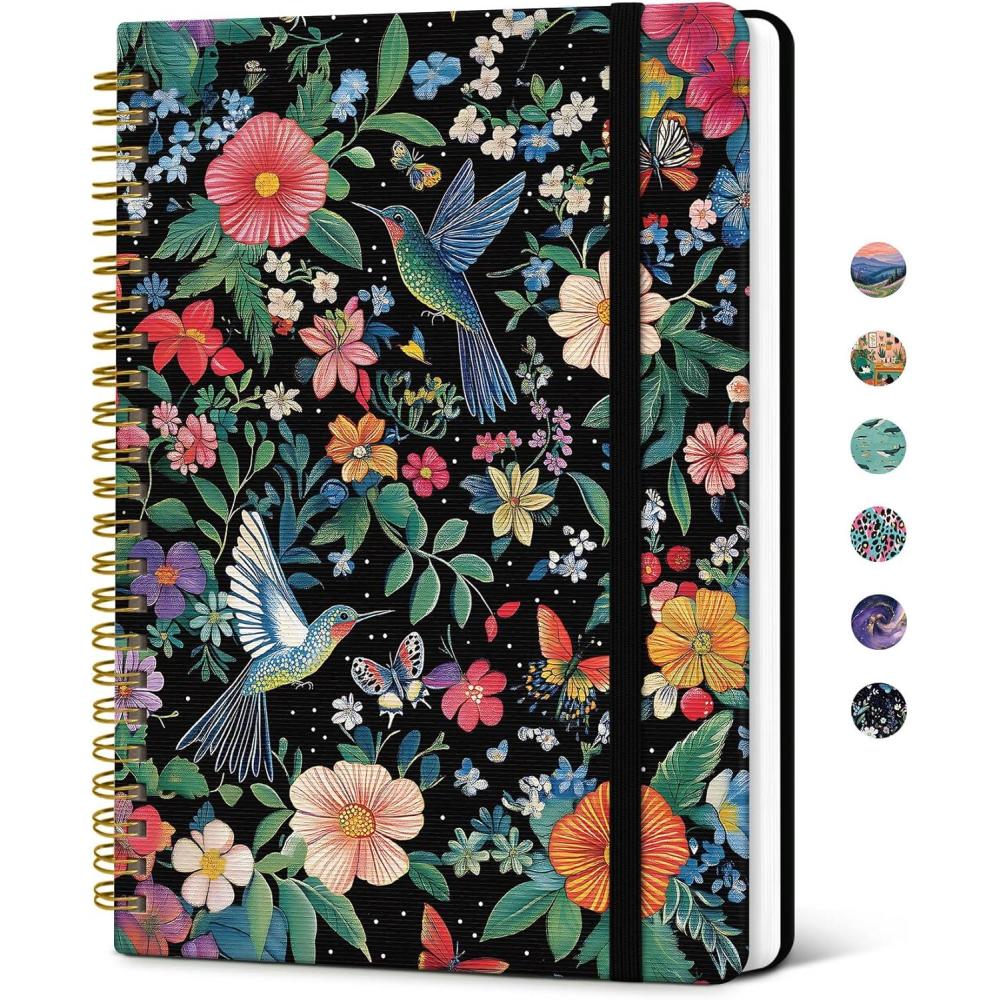 image:imageTaja Spiral Lined Journal for Women Notebook for Work with Pretty Cover 140 College Ruled Pages Hardcover Notebook for Journaling Note Taking Bible Study Color SplashCHummingbird