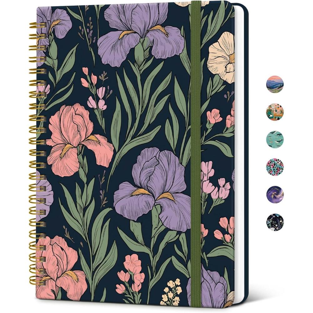 image:imageTaja Spiral Lined Journal for Women Notebook for Work with Pretty Cover 140 College Ruled Pages Hardcover Notebook for Journaling Note Taking Bible Study Color SplashBIris Meadow