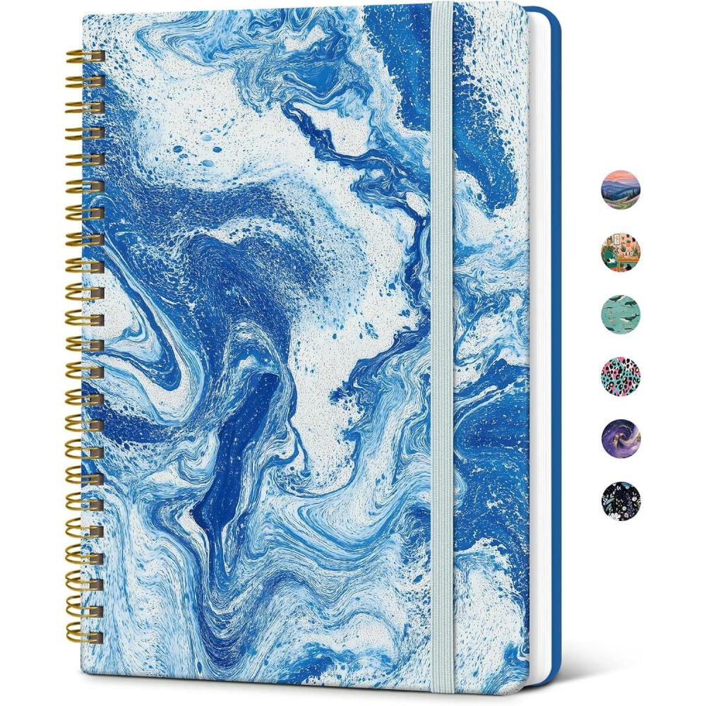 image:imageTaja Spiral Lined Journal for Women Notebook for Work with Pretty Cover 140 College Ruled Pages Hardcover Notebook for Journaling Note Taking Bible Study Color SplashUOcean Marble