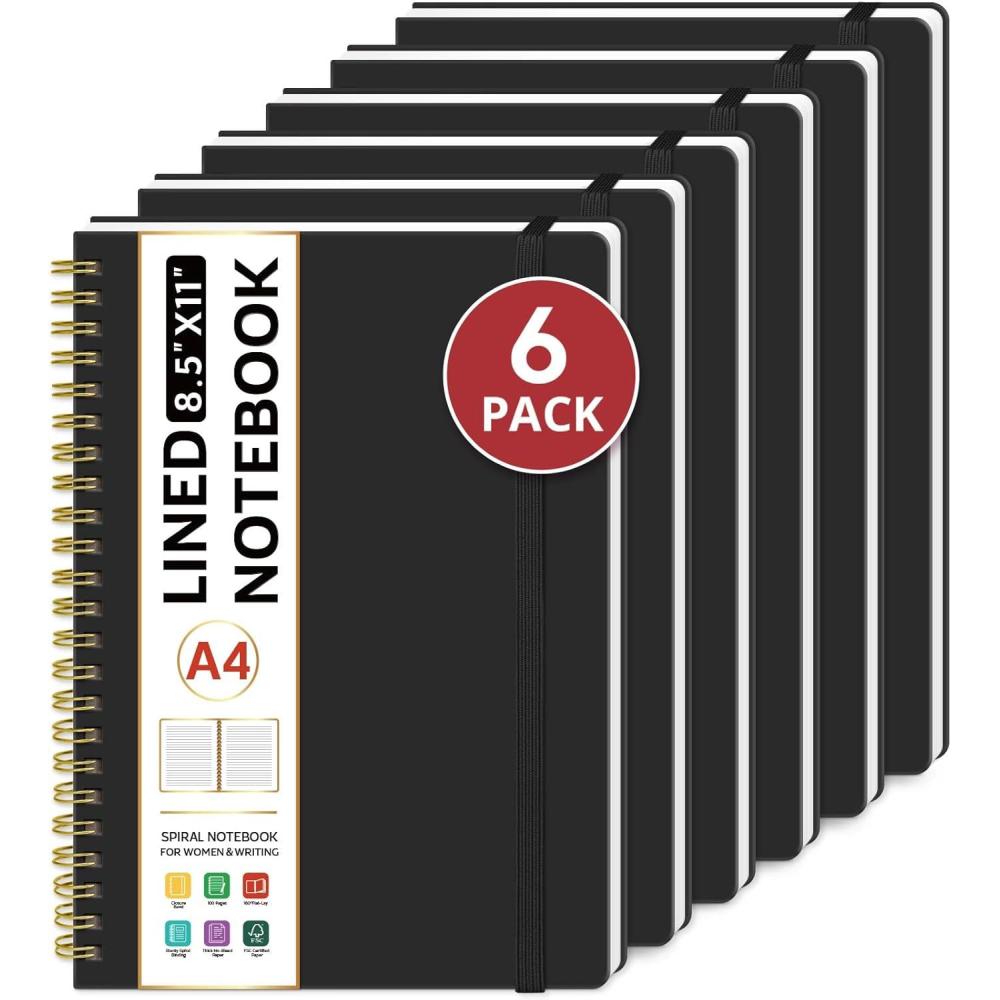 image:imageTaja Spiral Lined Notebook 85x11 Notebooks for Work Large A4 Journal for Women amp Men College Ruled Journaling Notebook for Writing Plastic Cover Spiral Journal PurpleDBlack